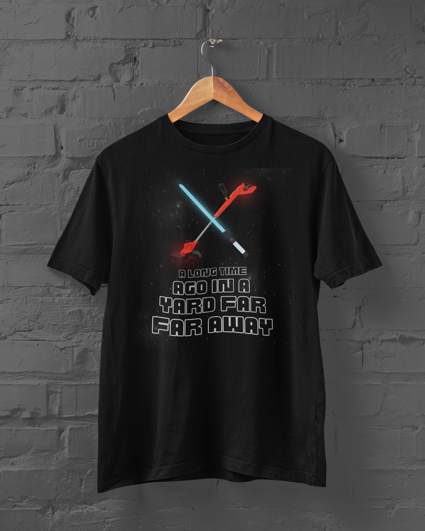 Are you a fan of all things grass and maybe also science fiction movies? Landscaper apparel brings you the perfect mix featuring a lightsaber and illuminated weed whacker. This is the perfect balance of both worlds. This lightweight cotton tee by landscaper apparel will keep you comfy and looking smart for all occasions.