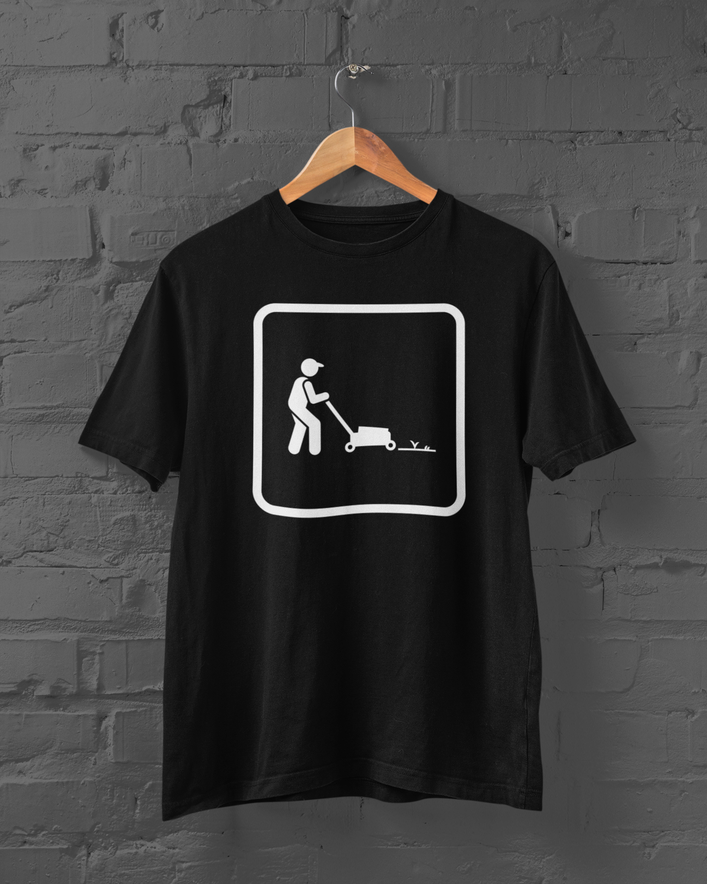 Love the art of mowing, show it with this t-shirt sporting a mowing icon by Landscaper Apparel. 